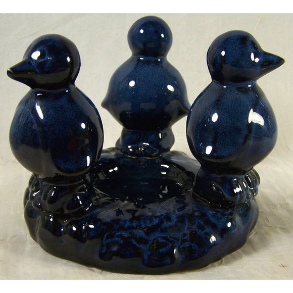 Trio Blue Birds Ceramic Candle Holder - Picture 5 of 7